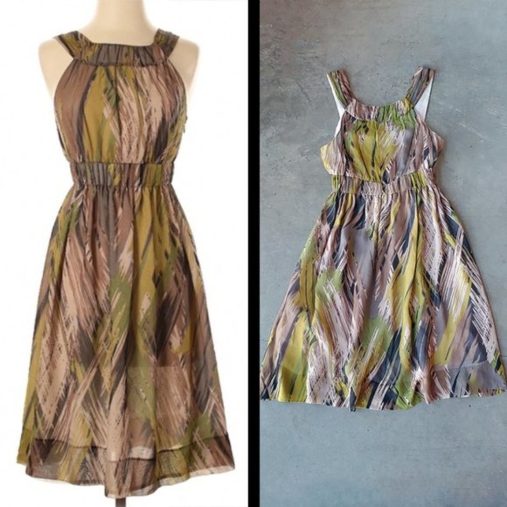 Fei Brown and Green Silk Pampas Dress 4
